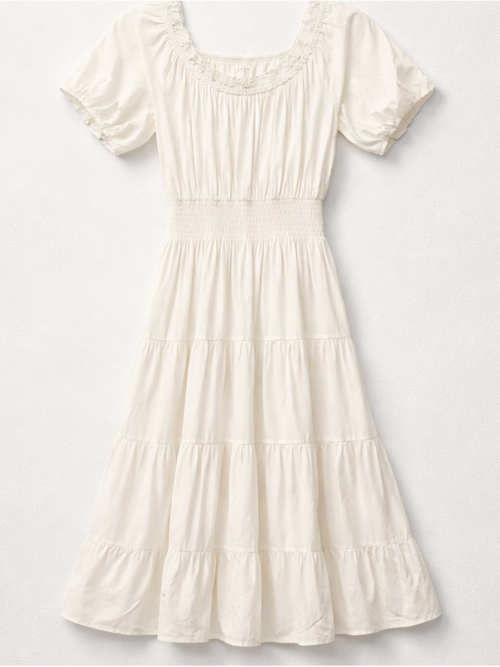 Oak + Fort Cream Puff Sleeve Midi Dress NWT | Medium - Picture 2 of 10